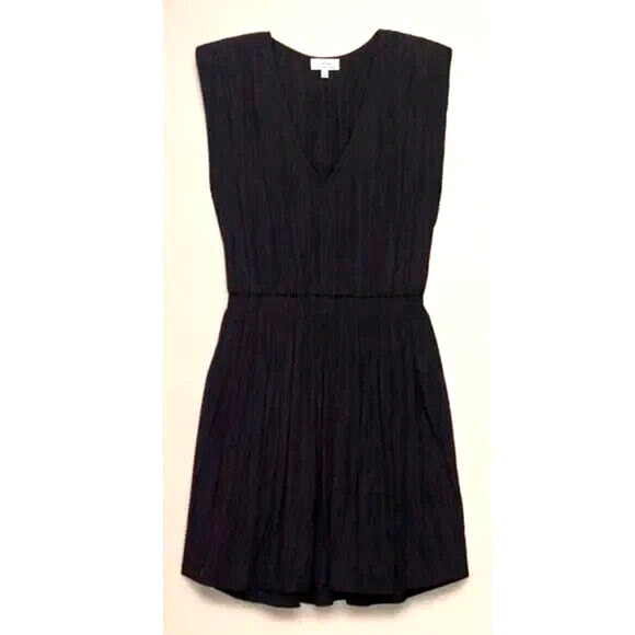 Aritzia Wilfred Almeida Mini Pleated Black Dress Sleeveless Pockets V Ne… - Picture 5 of 6
